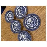 Churchill Blue Willow 3 bowls, 2 Bread and Butter