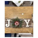 Wood Slat JOY Sign with Wreath