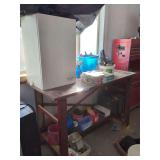 Workbench with Cabinet and Assorted Tools and Fasteners