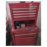 Craftsman Red Metal Tool Cabinet with Assorted Tools and Supplies