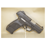 Ruger SR9–C Pistol In 9MM Luger Caliber, 3 & 1/4 inch barrel, adjustable sights, loaded chamber indicator, cocking indicator, ambidextrous safety, ambidextrous magazine release, one 17-round magazin