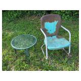 Metal Outdoor Chair and Mesh Top Side Table