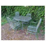 Metal Patio Dining Set with Oval Table and Four Chairs