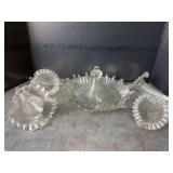 Vintage Glass Epergne Centerpiece and Trumpets