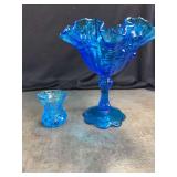 Fenton Colonial Blue Compote and Toothpick Holder