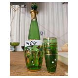Green Bohemia Glass Decanter/Glasses