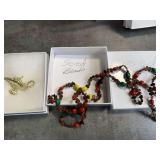 Costume Jewelry Seed Bead Necklace and Genie Pin