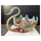 Hand Blown Art Glass Swan Vase