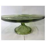 Vintage Green Pedestal Cake Plate