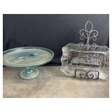 Ice Blue Cake Plate - Last Supper Plate and Display Stand