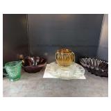 Red Serving Bowls - Vintage Egg Plate and other glass decor
