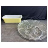 Relish Tray and Yellow Pyrex Dish