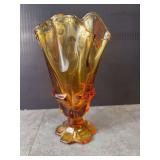 Fenton Amber Glass Handkerchief Vase