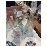 Decanters & assortment of other glass things