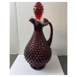 Fenton Ruby Red Hobnail Glass Decanter