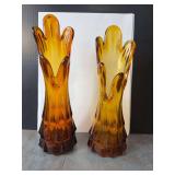 Vintage Amber Swung Vases