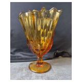 Fenton Art Glass Colonial Amber Thumbprint Handkerchief Swung Vase