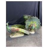 Lefton China Peacock-2 and Green Dishes