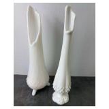 Fenton Milk Glass Footed and Pedestal Vases - 2