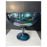 Carnival Glass Pedestal Fruit Bowl