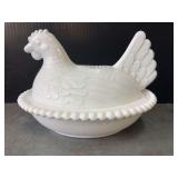 Indiana Glass Hen on Nest Milk Glass