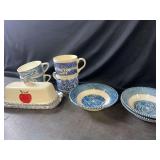 Vintage Ceramic Cups and Butter Dish