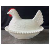 Indiana Glass Milk Glass Hen on Nest