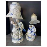 Blue and White Colonial Figures Lamps