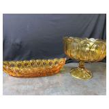 Amber Fruit Bowl and Pedestal Bowl