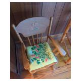 Child's Rocking Chair with Deer Decal and Embroidered Cushion