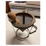 Conical Food Strainer with Wooden Pestle