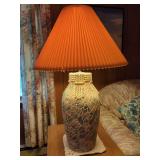 Textured Ceramic Table Lamp with Rope Detail and Pleated Shade