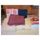 Collection of Hand-Crocheted Decorative Pillows and Textiles
