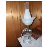 Electric Table Lamp with Glass Base and Frosted Shade