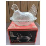 Indiana Glass 'Hen on a Nest' Covered Dish, with Box