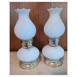 Pair of Milk Glass Hobnail Table Lamps