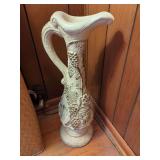 Cream and Gold Tone Grape Motif Decorative Pitcher
