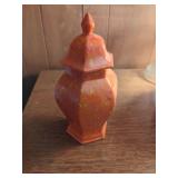 Orange Speckled Hexagonal Lidded Jar