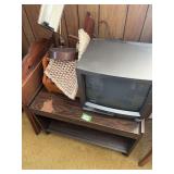 Sharp Linytron Television on Wood Grain Media Stand