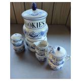 TILSO Japan White and Blue Kitchen Canister Set