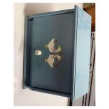 Blue Painted Wooden Bread Box with Goose Motif