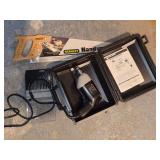 Black & Decker 3/8 Inch Drill, Stanley Handyman Crosscut Saw, and Drill Bit Set