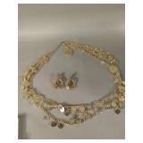 Napoleon Coin Motif Necklace and Earring Set