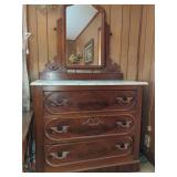 Marble Top Dresser with Swivel Mirror
