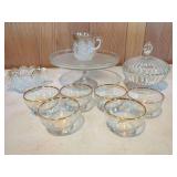 Assorted Glassware Collection with Gold Trim