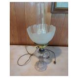 Electric Table Lamp with Glass Base and Frosted Shade