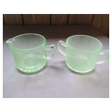 Vaseline Uranium Glass Creamer and Sugar Set