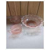 Pink Depression Glass Serving Set