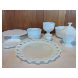 Collection of Milk Glass Serving Pieces and Tableware