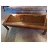 Rectangular Wood Coffee Table with Glass Inset